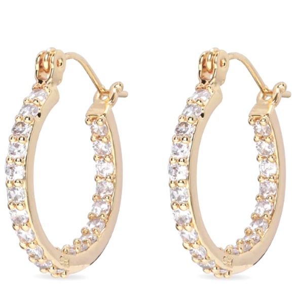 πβ¨ Crystal Haze Mini Serena Hoop Earrings β Gold + White Crystal Magic! β¨π - Picture 15 of 16